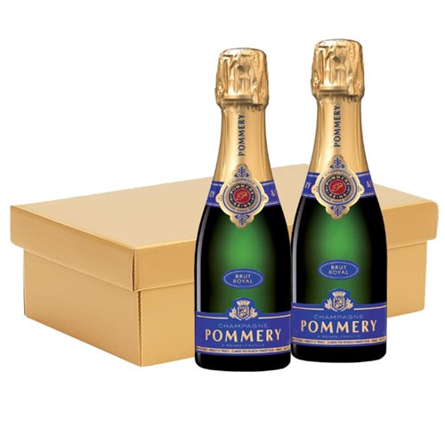 Pommery Brut Royal Champagne 18.7cl Twin Hamper Gift Box